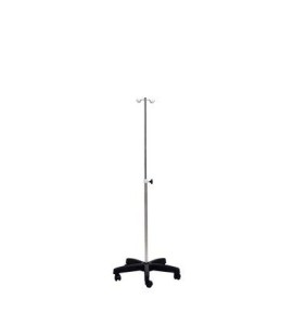 Suporte Para Soro  Altura Regulável Aço Inox com 5 Rodízios - S-8404-A